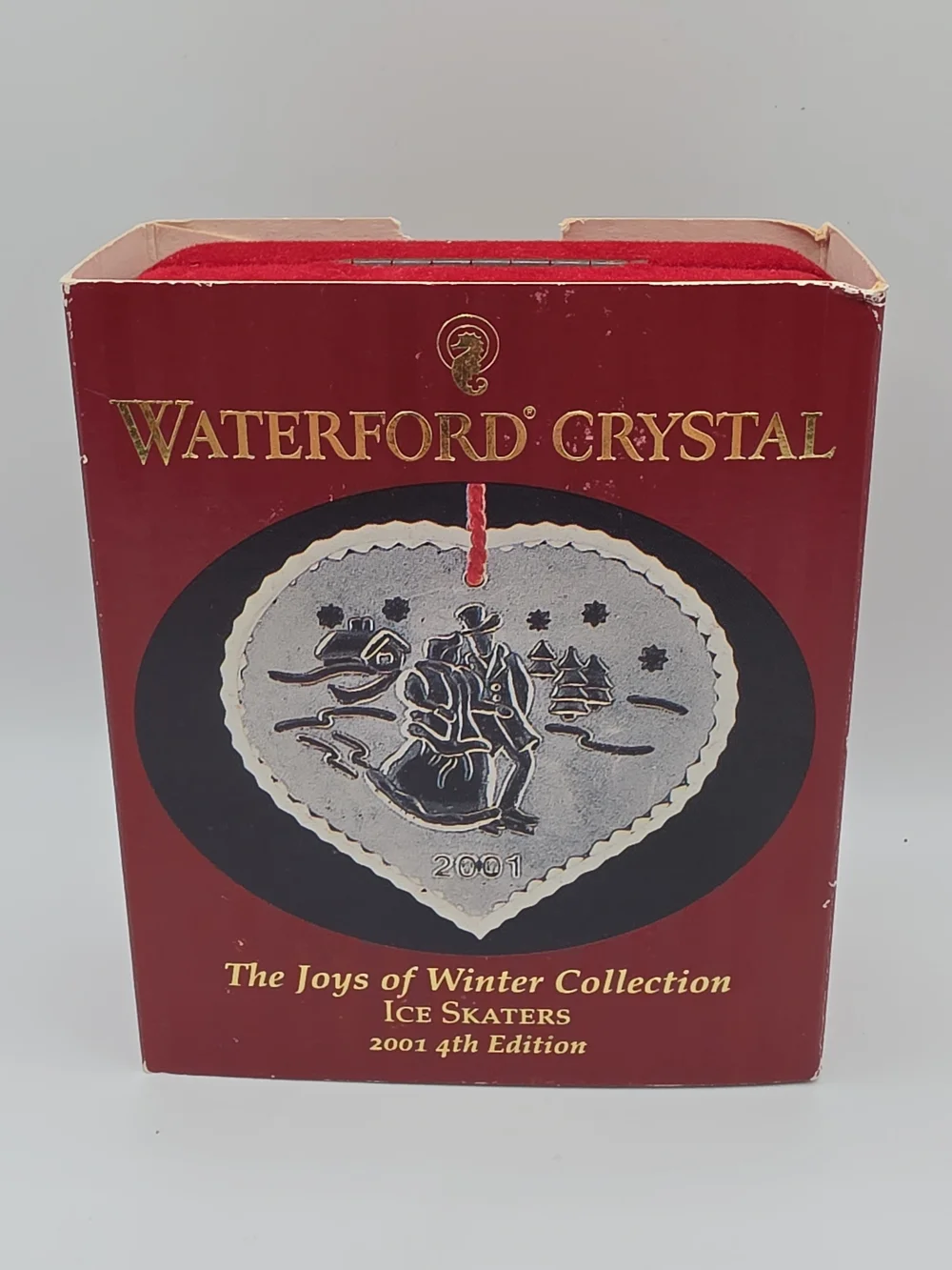 Waterford Crystal Silver Heart Ornament - Ice Skaters (2001)